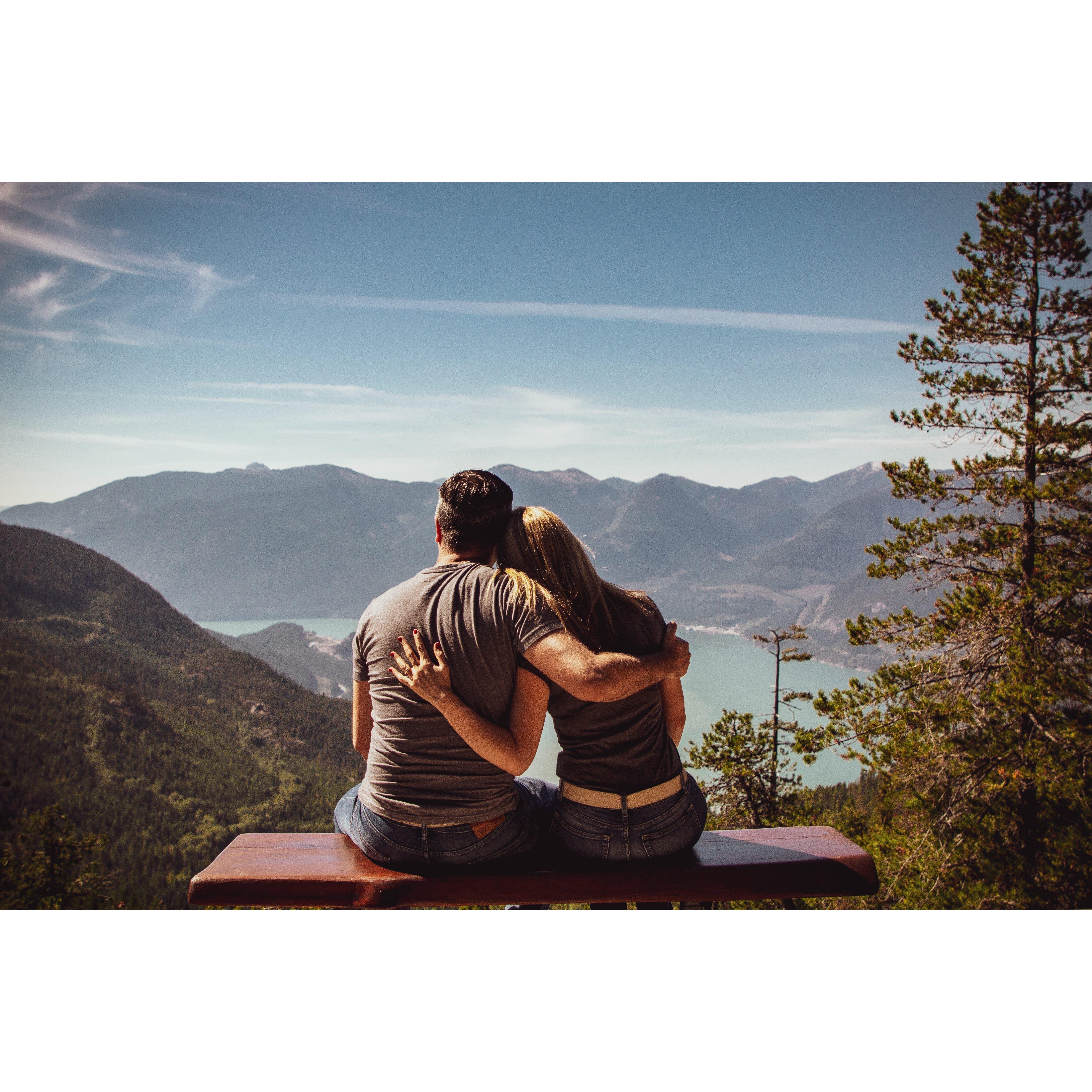 Rebecca and Justin Biske looking over the mountains.