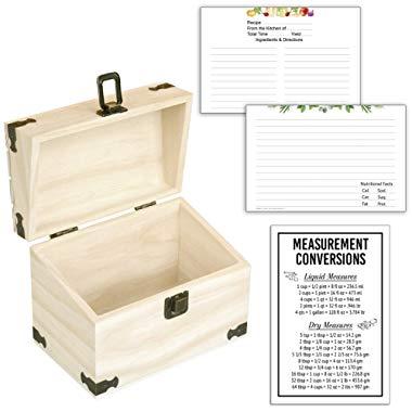 Zen Earth Premium Kitchen Recipe Box - Luxury Handcrafted Pine Wood Recipe Case with Card Holder Grooves - Great for 200 4x6 inches Recipe and Index Cards - 50 Recipe Cards and 1 Clear Card Frame
