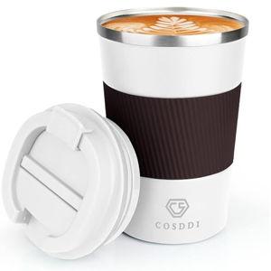 CS COSDDI 12 oz Stainless Steel Vacuum Insulated Tumbler - Coffee Travel Mug Spill Proof with Lid - coffee Cup for Keep Hot/Ice Coffee,Tea and Beer (3rd White)
