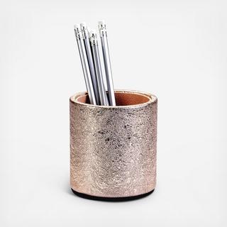 Metallic Leather Pencil Cup