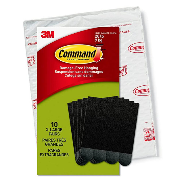 Command 20 Lb XL Heavyweight Picture Hanging Strips, Damage Free Hanging Picture Hangers, Heavy Duty Wall Hanging Strips for Living Spaces, 10 Black Adhesive Strip Pairs