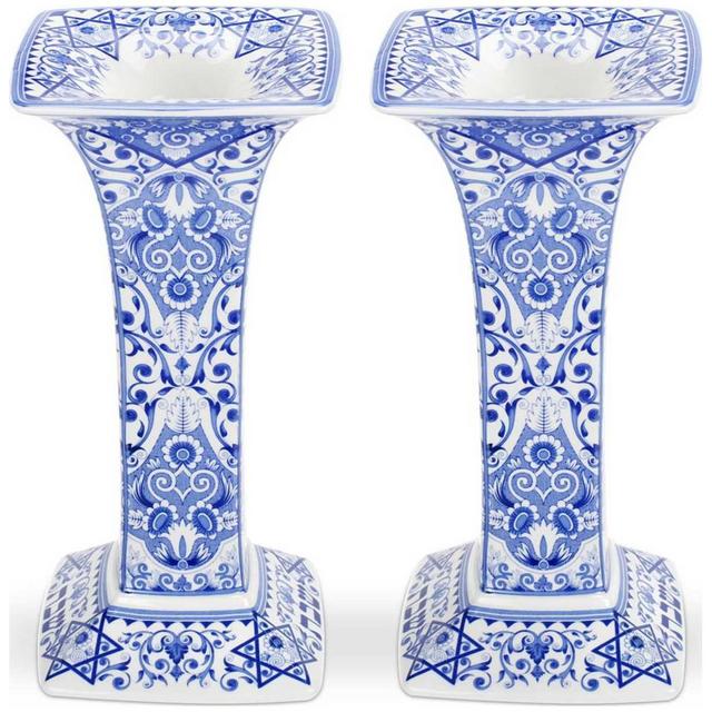 Spode Judaica Set of 2 Sabbath Candlesticks