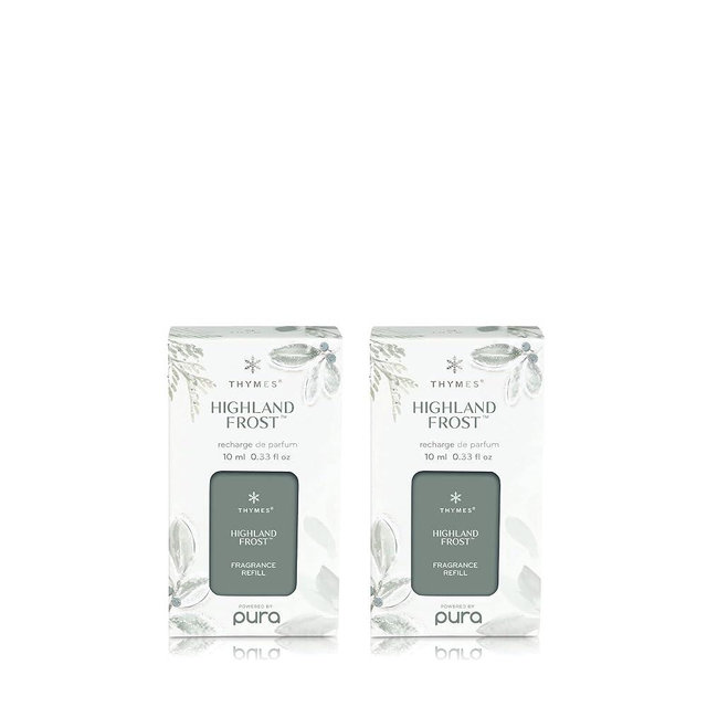 Thymes Pura Refills – 2 Pack of Oil Diffuser Scents – Long-Lasting Pura Diffuser Refills – Premium Home Fragrance – Crisp Notes of Sage, Eucalytpus & Cyrpress Needles (Highland Frost, Pack of 2)
