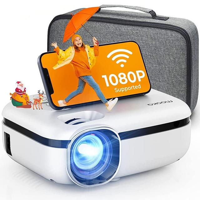 WiFi Projector, 8000L HD Outdoor Mini Projector with Carrying Bag, 1080P & 200" Screen Supported Video Projector, Movie Projectors Home Theater for TV Stick, Video Games, HDMI, AUX, PS4, Laptop, Phone
