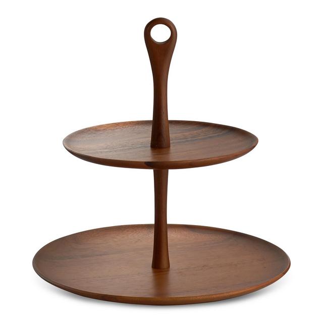 Nambé Skye Dinnerware Collection by Robin Levien Wood Tiered Dessert Stand