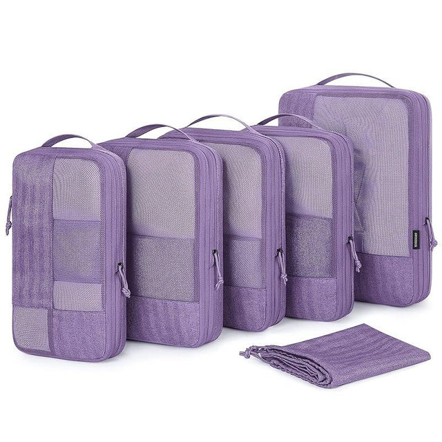BAGSMART Compression Packing Cubes for Travel, 6 Set Packing Cubes for Carry on Suitcases, Compression Travel Cubes & Suitcase Organizer for Packing with Shoe Bag