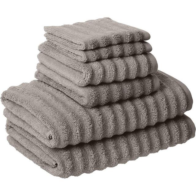 Modern Threads Luxury 100% Cotton 6-pc Wavy Towel Set, Gray