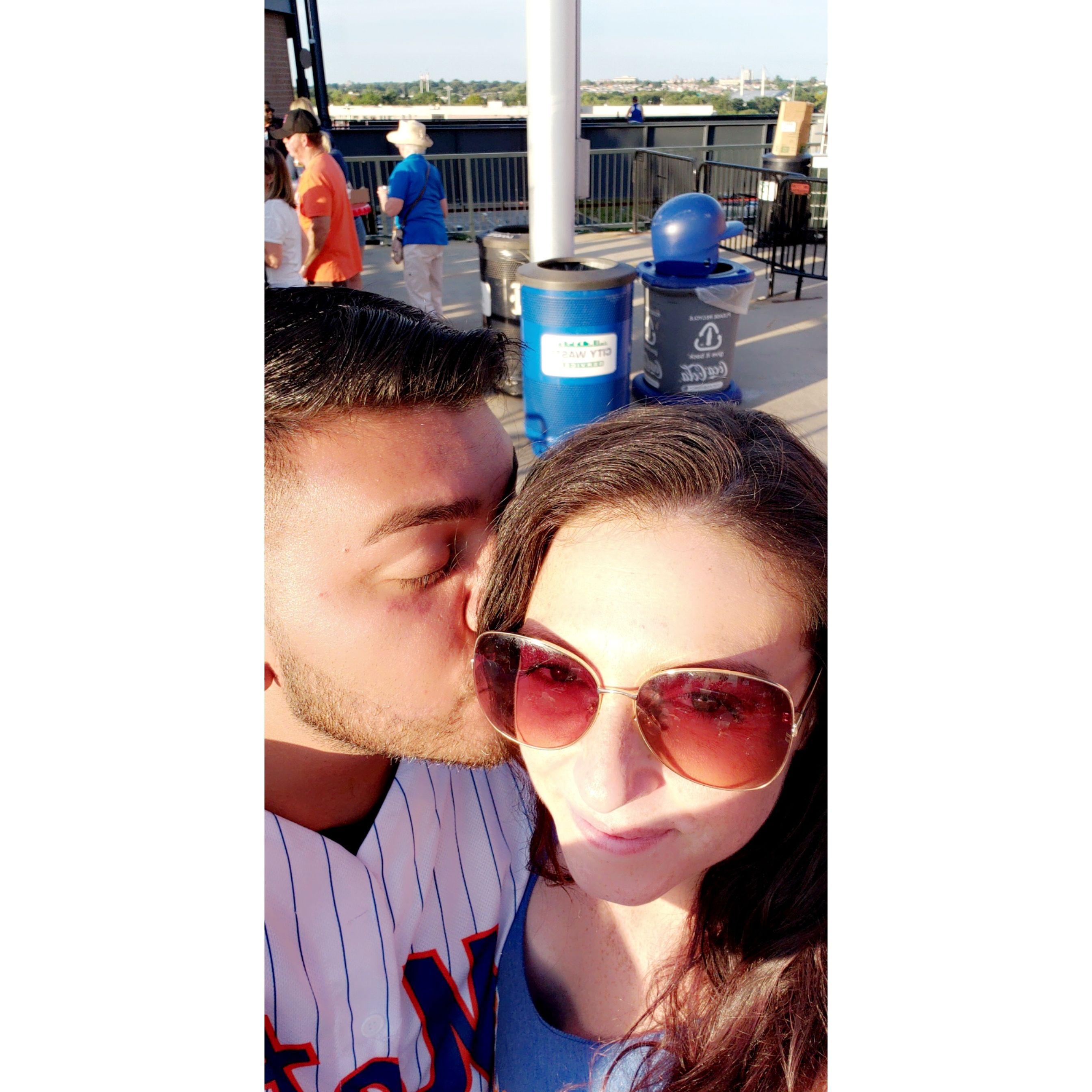 Marcus' first time wearing a Mets Jersey
