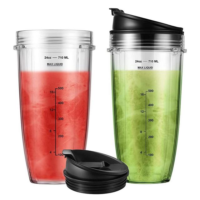 2-Pack 24oz Cup with Sip & Seal Lid Blender Replacement Parts Compatible with Nutri Ninja Auto IQ Series Blenders BL450 BL454 BL456 BL480 BL481 BL482 BL490 BL640 BL642 BL682