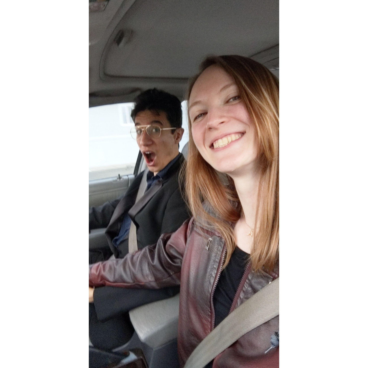 Second photo together, and headed to a friends wedding!
