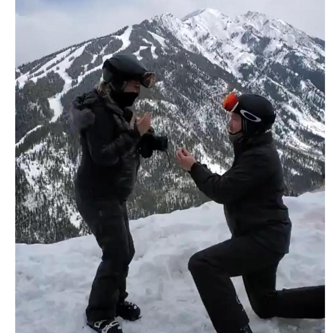 After days of carrying the ring up and down the ski slopes waiting for the right moment, Gary popped the question.