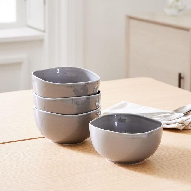 Organic New Cereal Bowl Set Of 4 Dove Gray