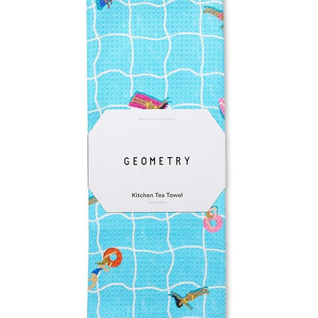 GEOMETRY Tea Towels – Spring & Summer Collection – Quick-Dry, Ultra-Absorbent, Reusable Microfiber Kitchen Towels for Drying & Cleaning - at The Pool - 1 Pack