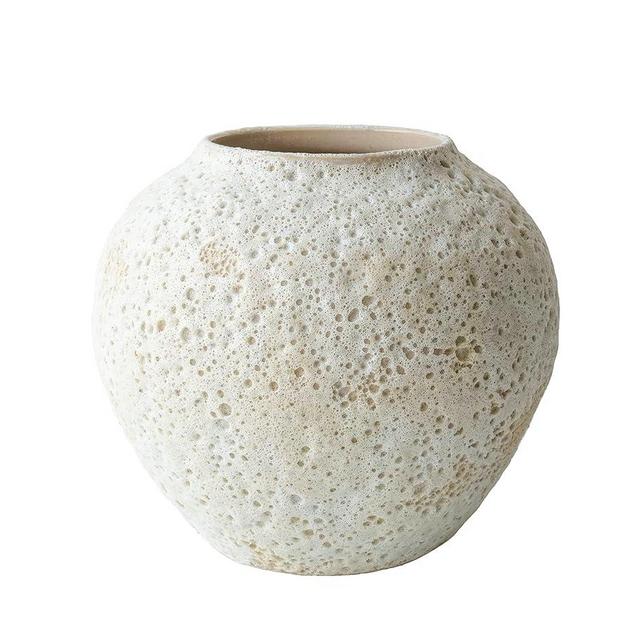 CozyWel White Ceramic Vase Flower Vase, Medium Size Textured Vase for Centerpieces, Kitchen, Living Room, Bedroom Decor Gifts (8" x 8.5" x 8.5")