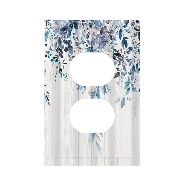 Outlet Cover 1 Gang Blue Eucalyptus Vintage Rustic Watercolor Plant Leaves Light Switch Cover Single Duplex Wall Plate Covers Switchplate Covers Electrical Faceplate For Country Bedroom