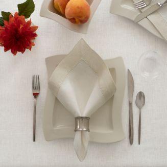 Villeroy & Boch New Wave Napkin, Set of 4, White/Gold