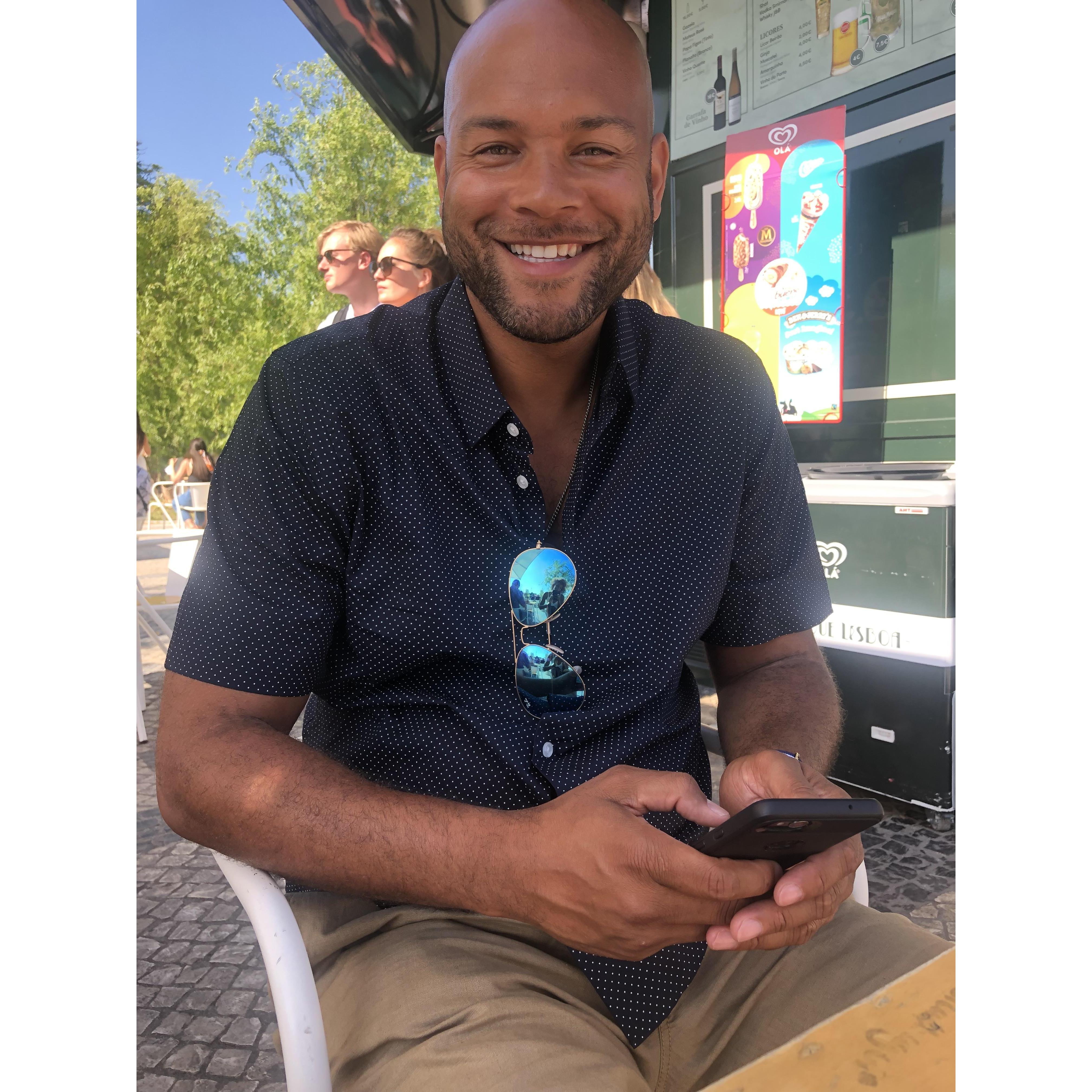 Eddie's face represents our trip to Lisbon. The secret gem of Europe! Our first day was the start of the Afrocentric block party.