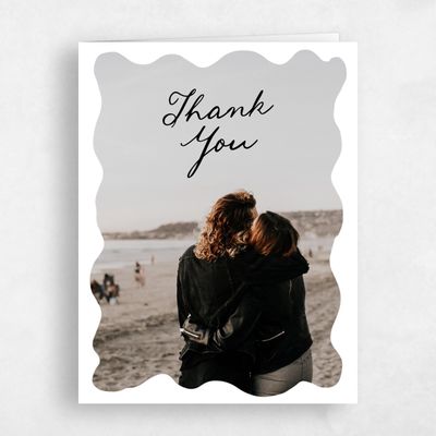 White Wedding Thank You - Cerise Photo