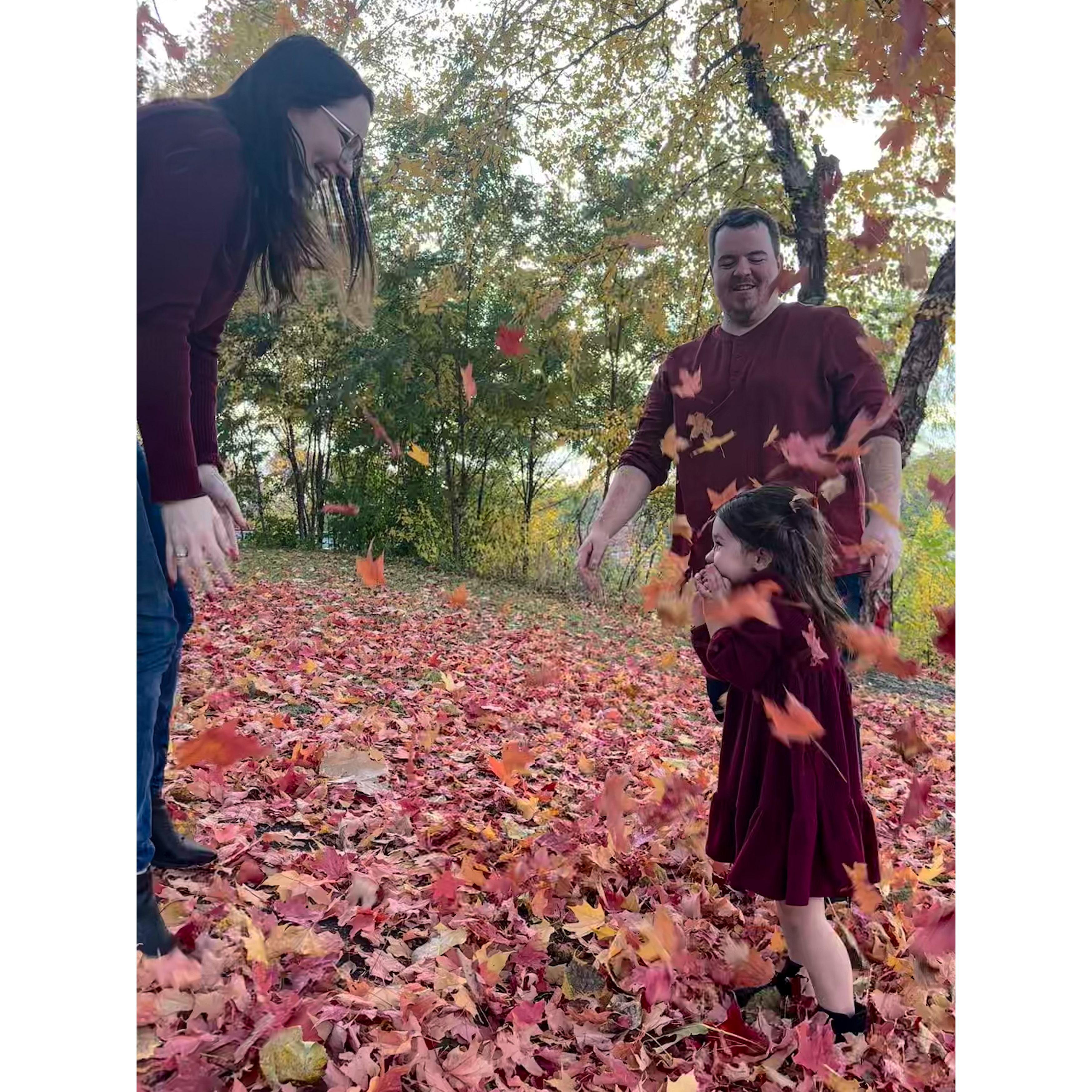 A quick break to play with the leaves