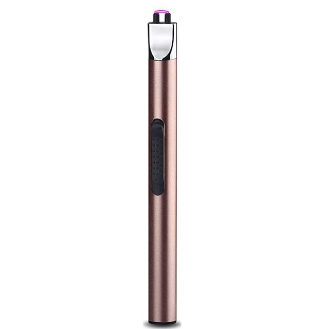 Candle Lighter Electric Arc Lighter Rechargeable USB Lighter Flameless Grill Lighter Long for Candle BBQ Camping Cooking (Rose Gold)