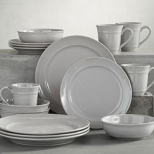 Cambria Dinnerware, 16-Piece Soup Bowl Set, Gray