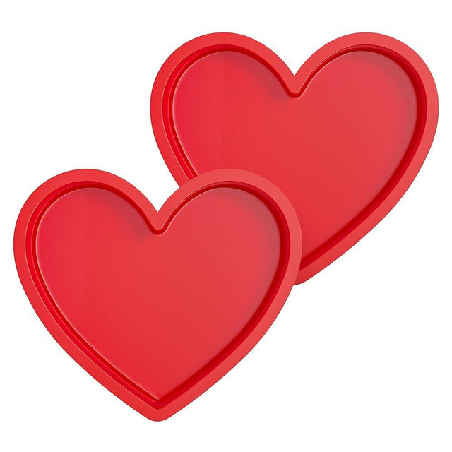 AOTASO 6 Inch Silicone Heart Shaped Cake Pans 2 Pcs Small Heart Cake Pan Set Nonstick Silicone Heart Molds for Baking (Red)