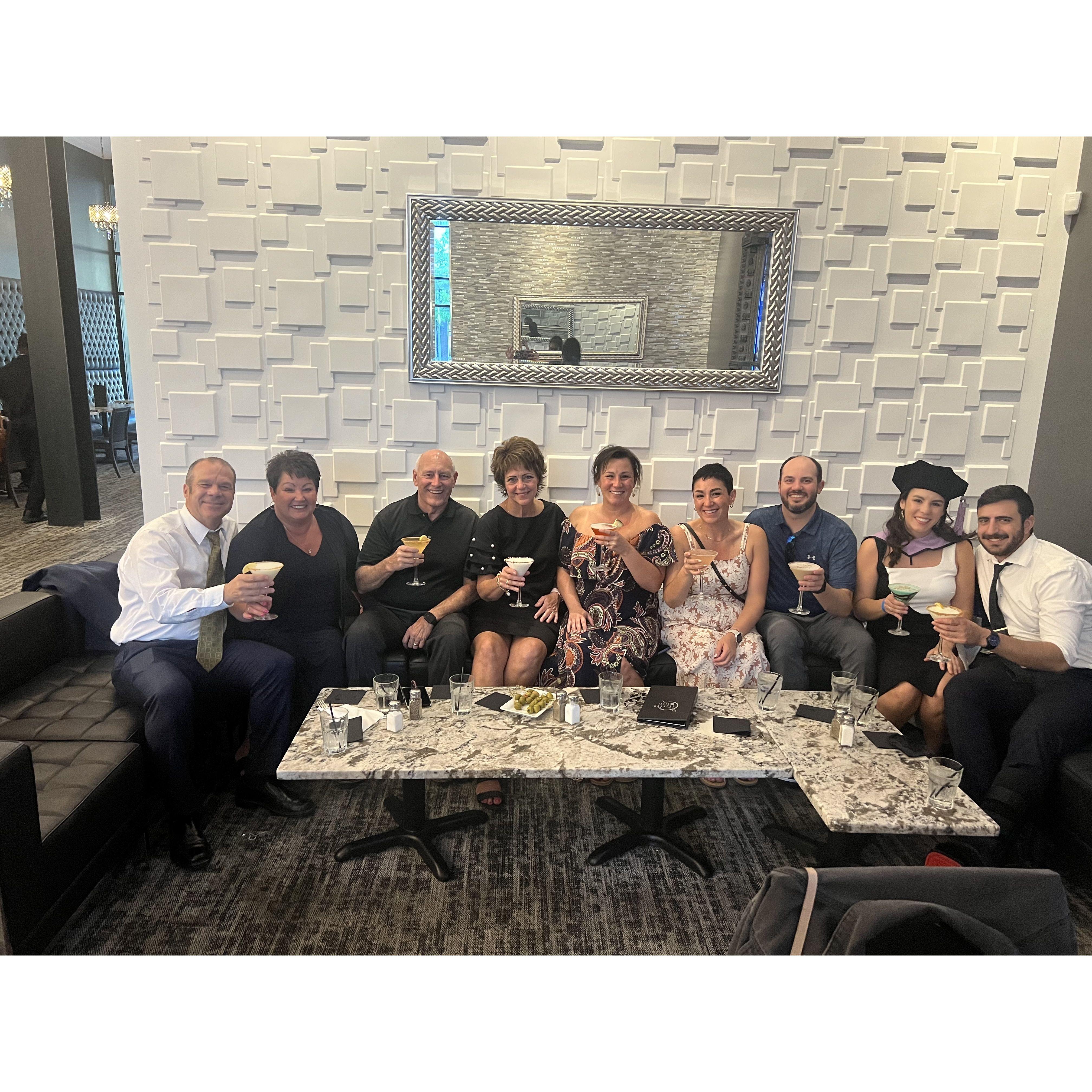 Trey and the Chuppe family celebrating Maya's dental school graduation.