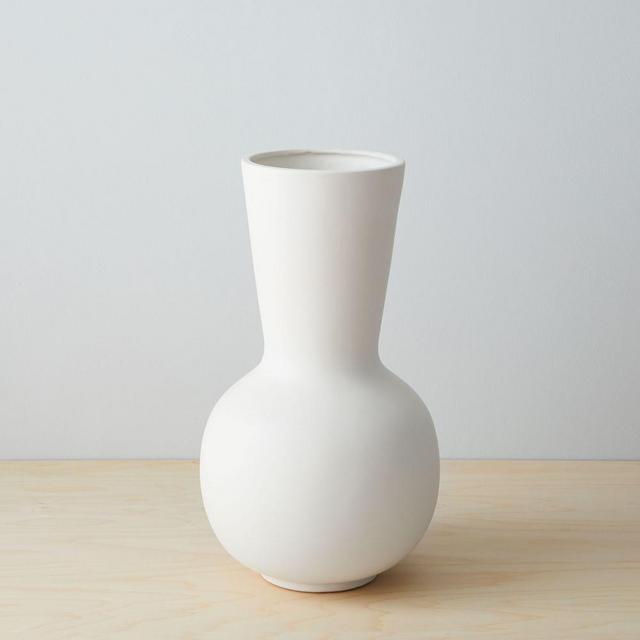 Pure White Ceramic Vase, Tall Sack, White