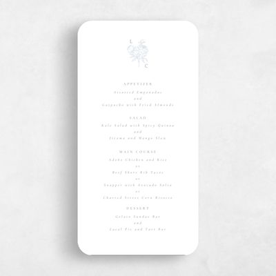 White Rounded Wedding Menu - Peonia