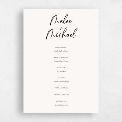 White Simple Wedding Program - Santorini
