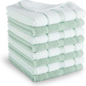 KitchenAid Albany Dishcloth 8 Pack Set, Pistachio/White, 12"x12"