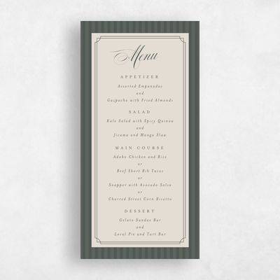 Dark Seaweed, Green Wedding Menu - Loren