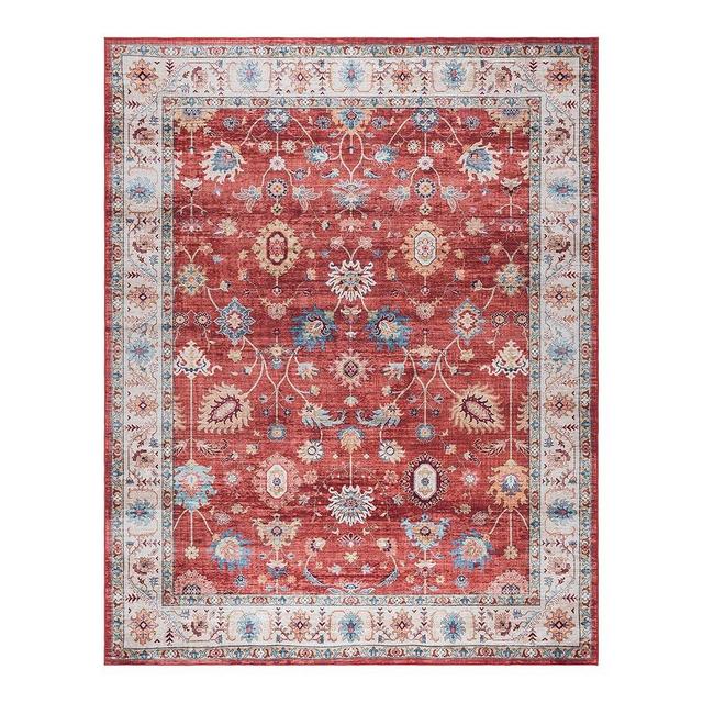 Gertmenian Indoor Boho Area Rug - 8x10 Large, Non Slip, Super Strong, Ideal for High Traffic Areas in Bedroom, Living Room, Kitchen - Cullen, Red, 28958