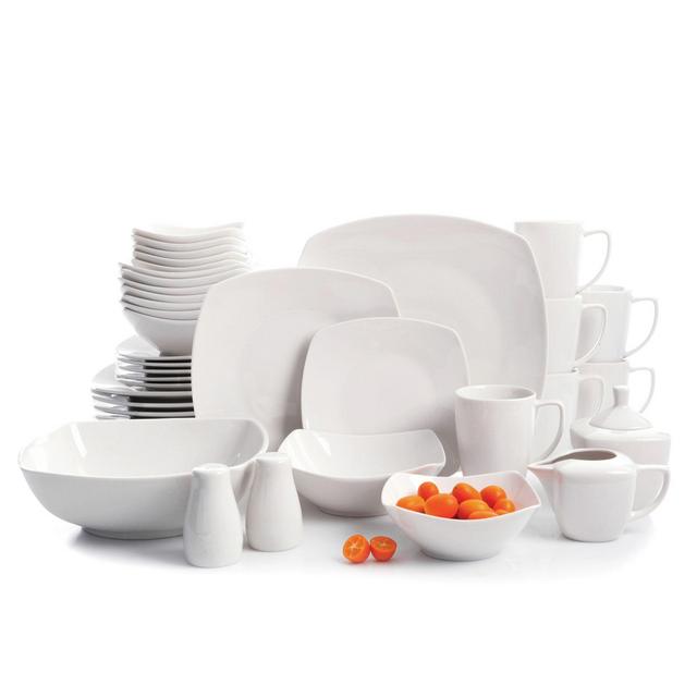 Gibson Elite Zen 39-Piece Dinnerware and Serving Set in White