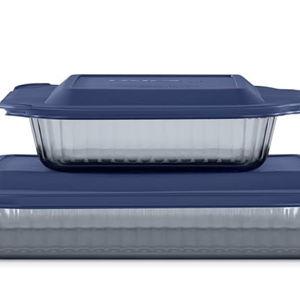 Pyrex Colors (2-Pack, Full Set) Tinted Glass Baking Dish with BPA-Free Lid, Oblong Bakeware Glass Pan For Casserole & Lasagna, Dishwasher, Freezer, Microwave and Pre-Heated Oven Safe, Smoke