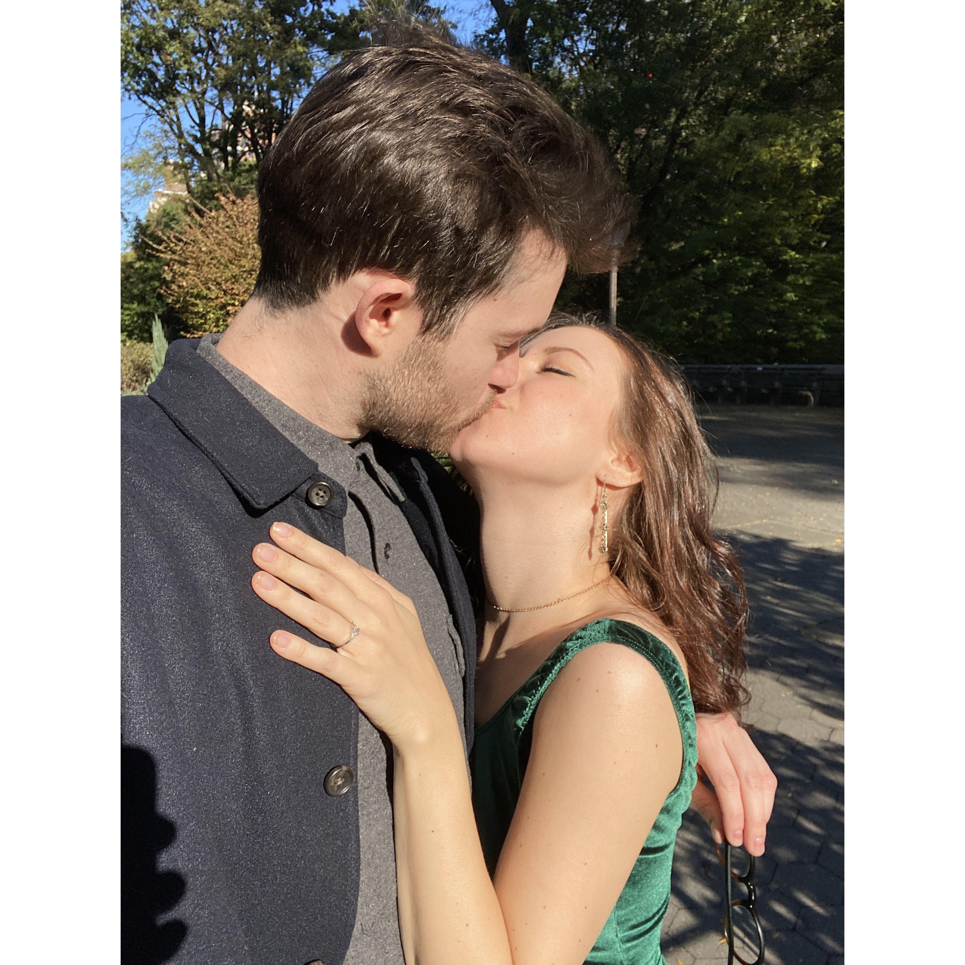 First kiss as an engaged couple, 2021