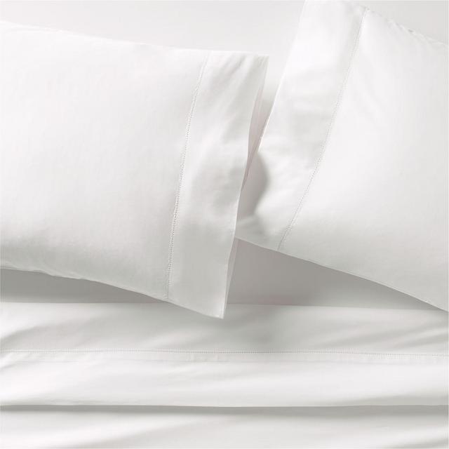 Serene Washed Organic Cotton Sateen White Queen Sheet Set