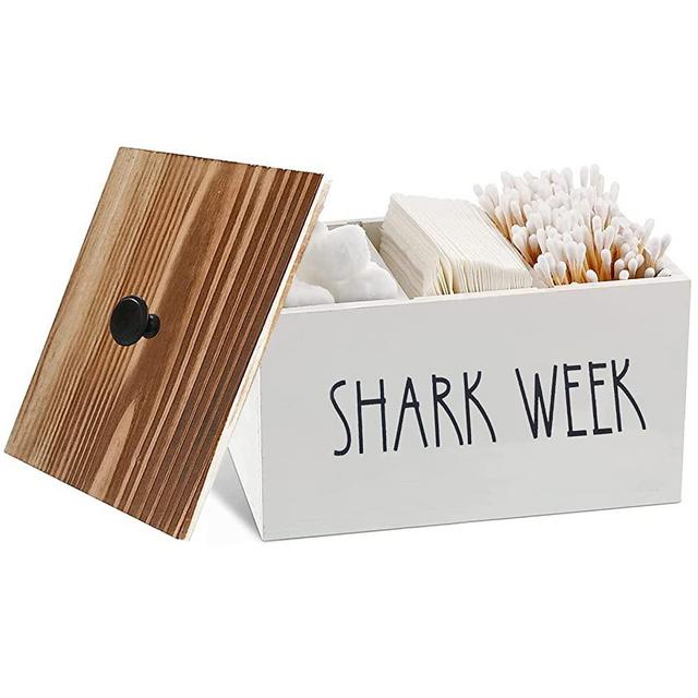 Tampon Holder for Bathroom, Farmhouse Bathroom Storage Container, Rustic Wood Bathroom Storage Bin with Lid, Movable Partition Feminine Product Organizer, Tampon Storage Container for Bathroom(Stay-A)