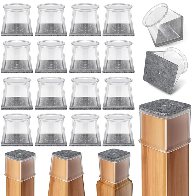 Ansible 24 Pcs Chair Leg Floor Protectors Square, Silicone Felt Furniture Leg Pads Caps Covers for Hardwood Floors (Fit:1-1/2" to 1-7/8")