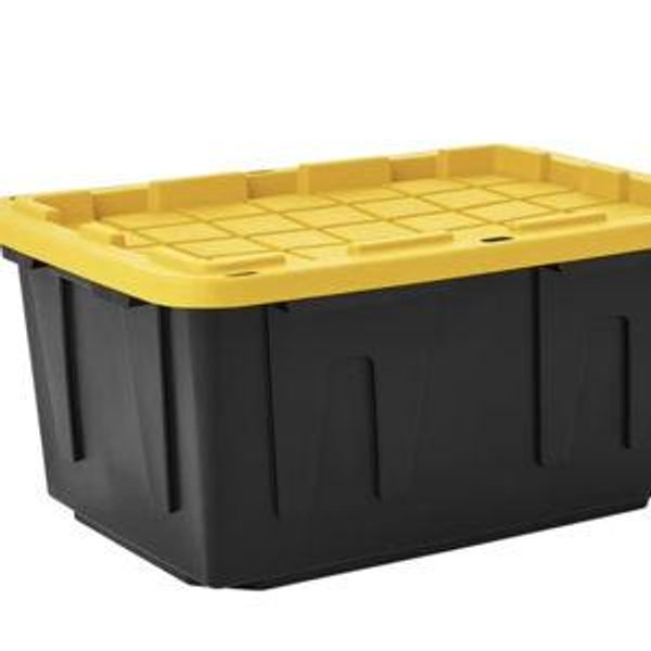 27 Gallon Heavy-Duty Black and Yellow Storage Tote