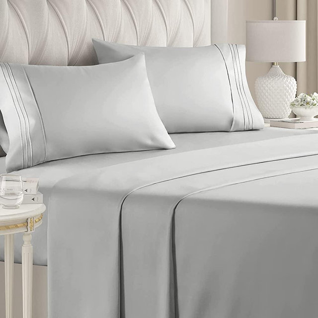 Full Size Sheet Set - 4 Piece - Hotel Luxury Bed Sheets - Extra Soft - Deep Pockets - Easy Fit - Breathable & Cooling Sheets - Wrinkle Free - Comfy – French Grey Bed Sheets