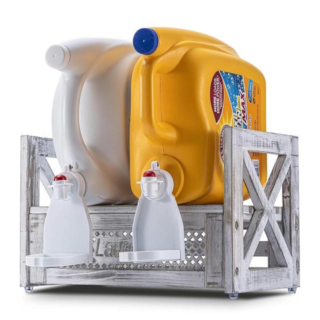 GBtroo Laundry Shelf Organizer – Versatile Wooden Laundry Detergent Holder – Farmhouse Wood Shelf Stand for Liquid Laundry Detergent – Ideal for Laundry Room, Bathroom, and Utility Room Storage