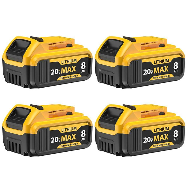 Bboattloir 4-Pack 8000mAh Replacement for DeWalt 20V Max Battery- Compatible with DCB206 DCB200 DCB201 DCB207 DCB203 DCB205, Fits 20V Battery Lithium ion Tools & Original Chargers