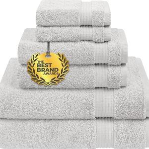 Cotton Paradise 6 Piece Towel Set 100% Cotton Soft Absorbent Turkish Towels for Bathroom 2 Bath Towels 2 Hand Towels 2 Washcloth Silver Gray Towel Set