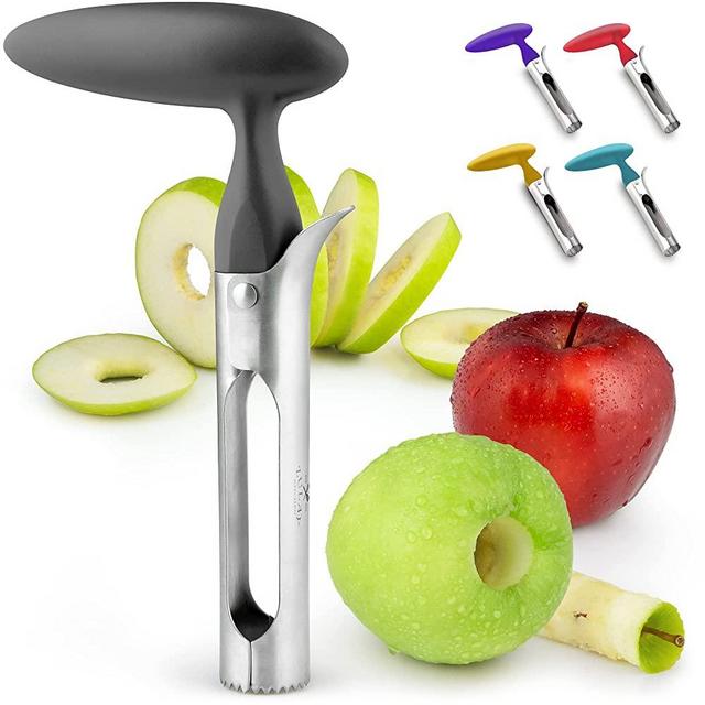 Zulay Premium Apple Corer - Easy to Use Durable Apple Corer Remover for Pears, Bell Peppers, Fuji, Honeycrisp, Gala, Pink Lady Apples - Stainless Steel Best Kitchen Gadgets Cupcake Corer - Charcoal