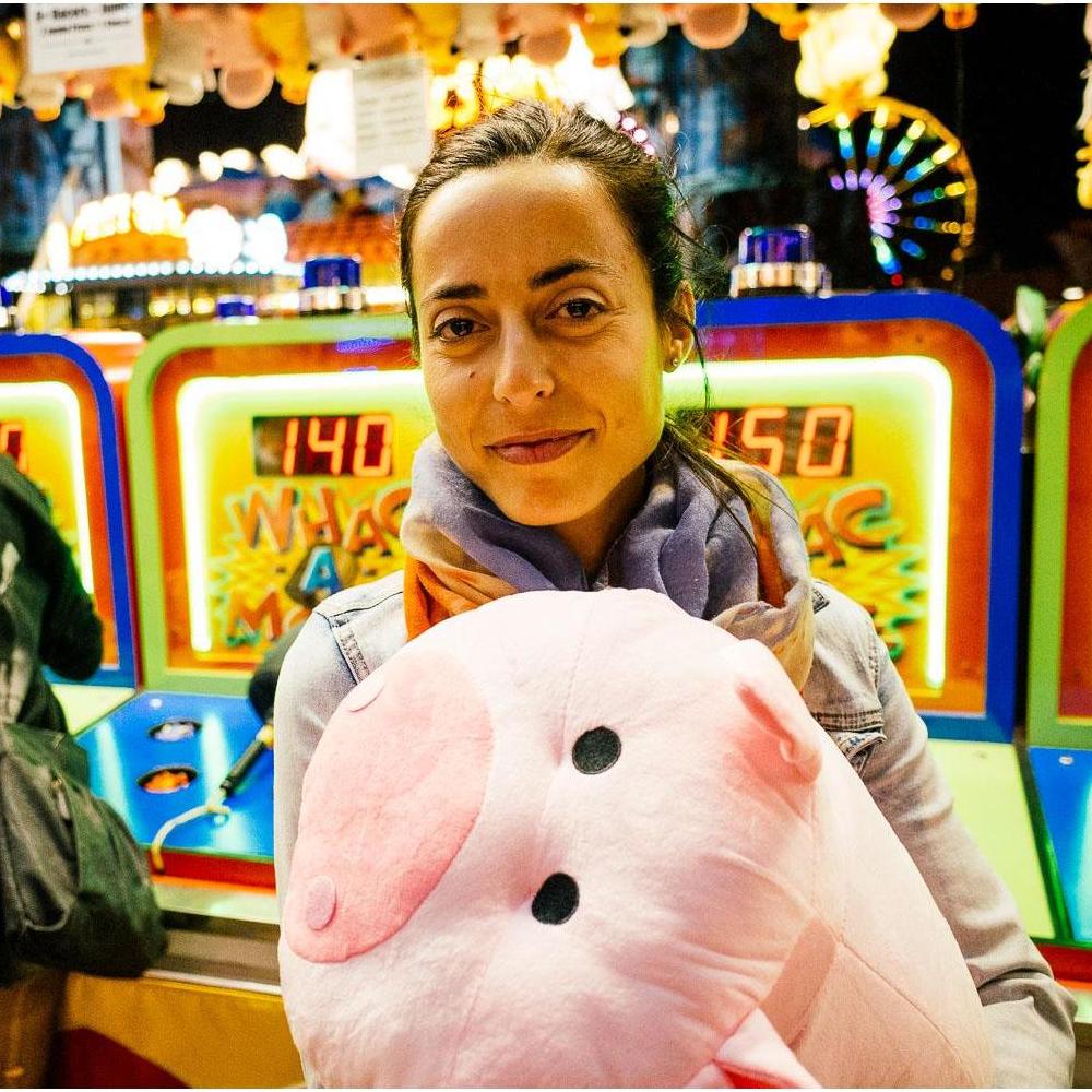 Marta wins over Bryan by beating him fair and square at "Whack-a-Mole"! Our wooden coaster experience led to a surprise amusement park day in Spain over a year later.