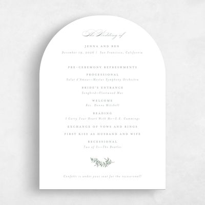 Green Arch Wedding Program - Vienna