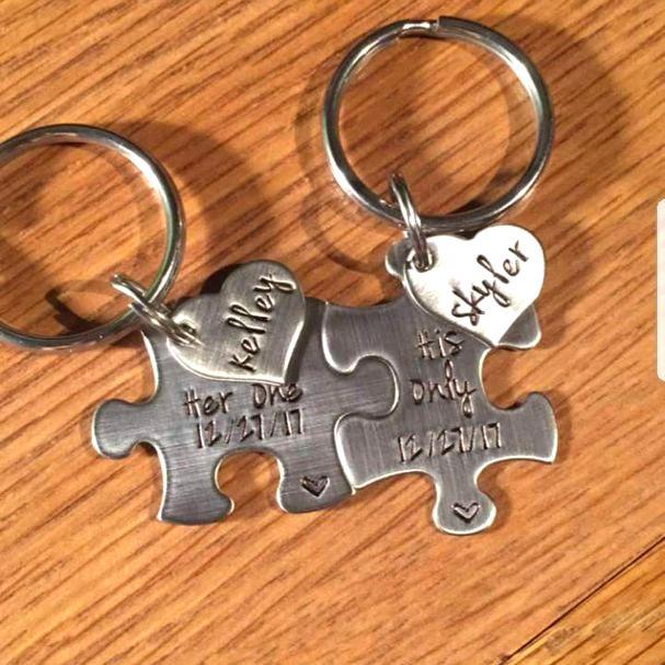 Puzzle piece keychains- purchased Spring 2018, still on K + S's keys to this day