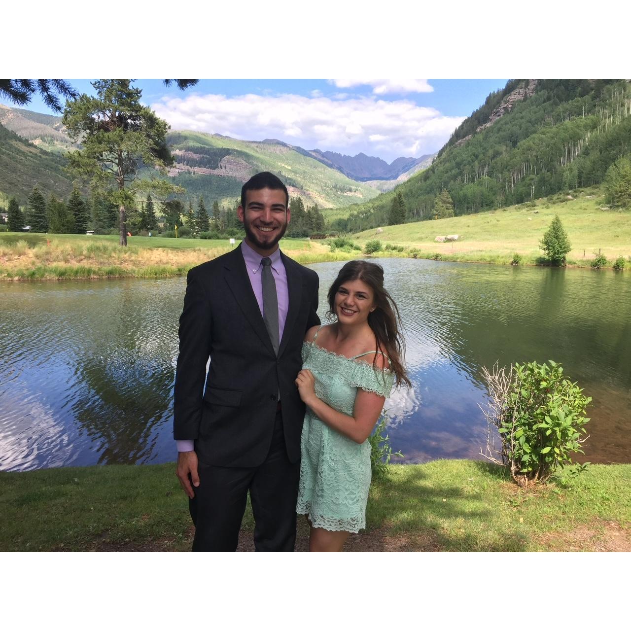 At Laura's friend Rachel's wedding in Vail, Colorado. July, 2018.