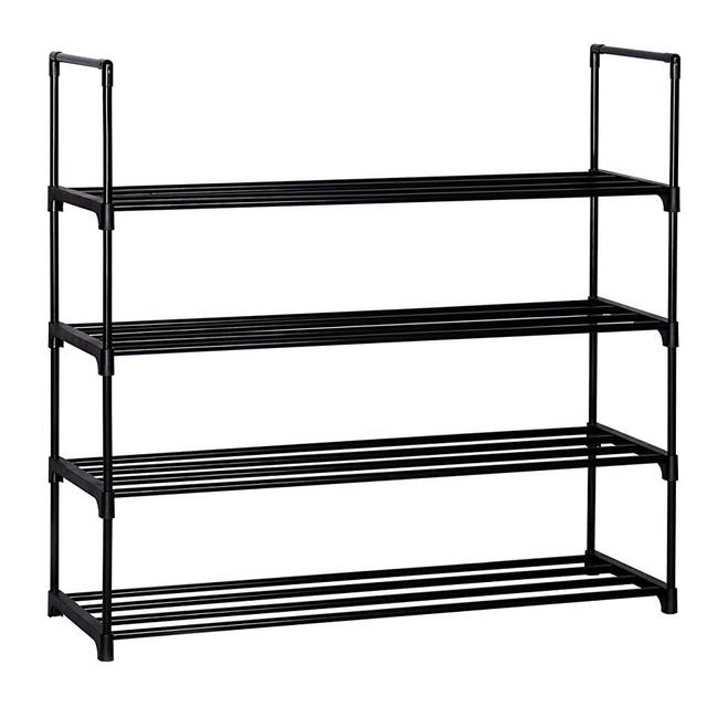 JEROAL 4-Tier Shoe Rack Shoe Tower Shelf Cabinet Stackable Entryway 20 Pairs Shoe Storage Unit (Black)